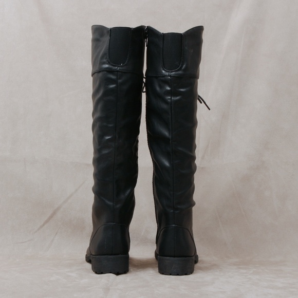 FINAL SALE Black Lace up knee high boots Lug-30Hi - Picture 4 of 4